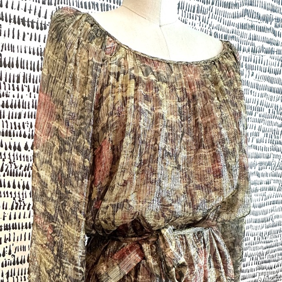 Mes Demoiselles Paris Silk Floral Metallic 'Paturage' Maxi Dress Size FR 38/US M - Picture 6 of 11